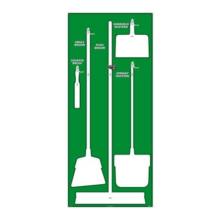 Nmc National Marker Janitorial Shadow Board, Green on White, General Purpose Composite - SB104ACP
